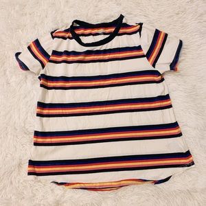 Rainbow Striped Ringer Tee